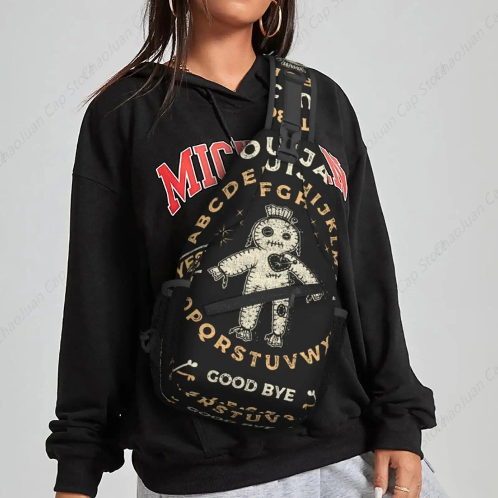 Ouija مجلس الفودو دمية الغامض حقيبة ظهر ذات حمالة Crossbody حقيبة رافعة للنساء الرجال حقيبة كتف السفر المشي لمسافات طويلة Daypack