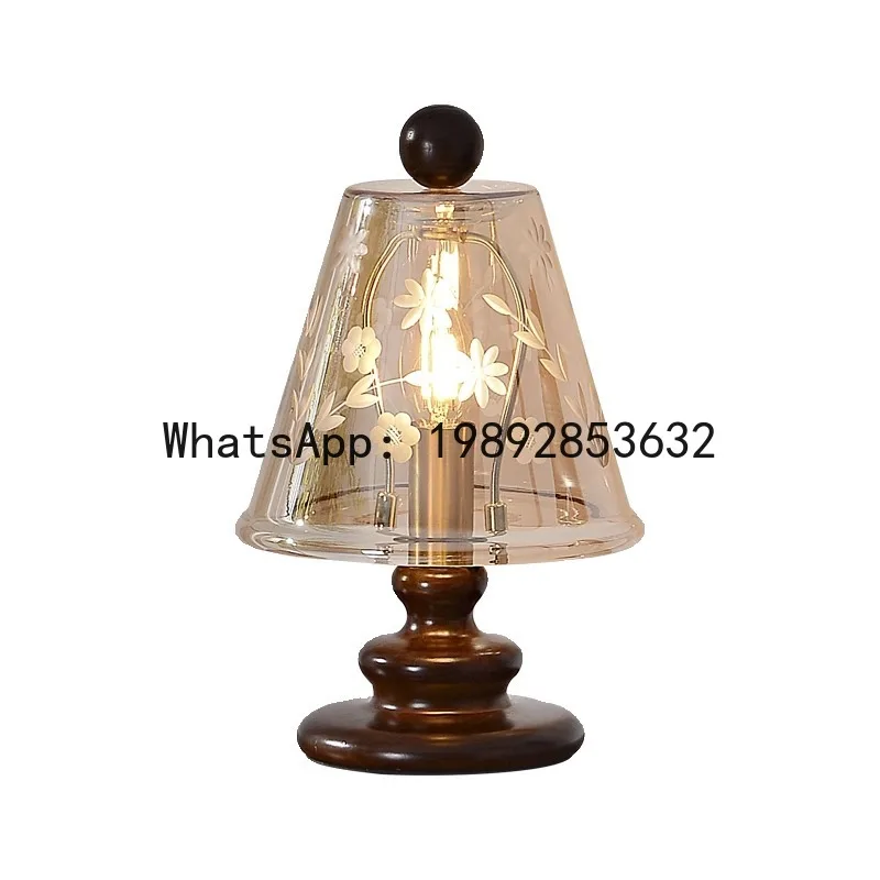 

PYJ American retro medieval engraved glass premium atmosphere nostalgic gift French study bedroom bedside table lamp