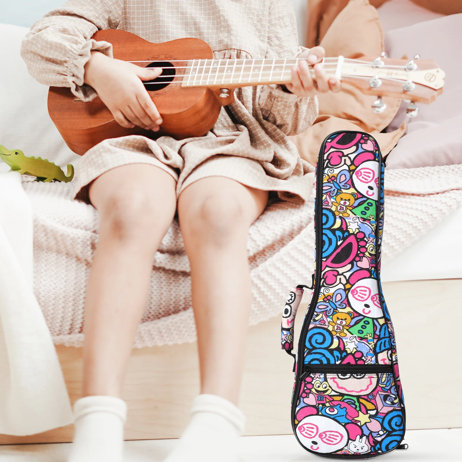 Portable Guitar Bag Carrying Ukulele Container Practical Storage Tote Acoustic Cases Strap