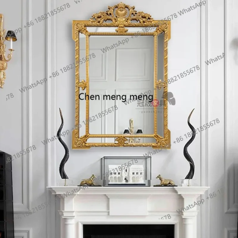 

European special-shaped bathroom, bathroom, wall hanging engraved mirror, French retro entrance, bedroom dressing mirror