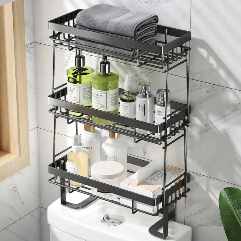 

Over The Toilet Storage Shelf, 3-Tier Bathroom Organizer Upgrade Punch-Free Toliet Shelf, Home