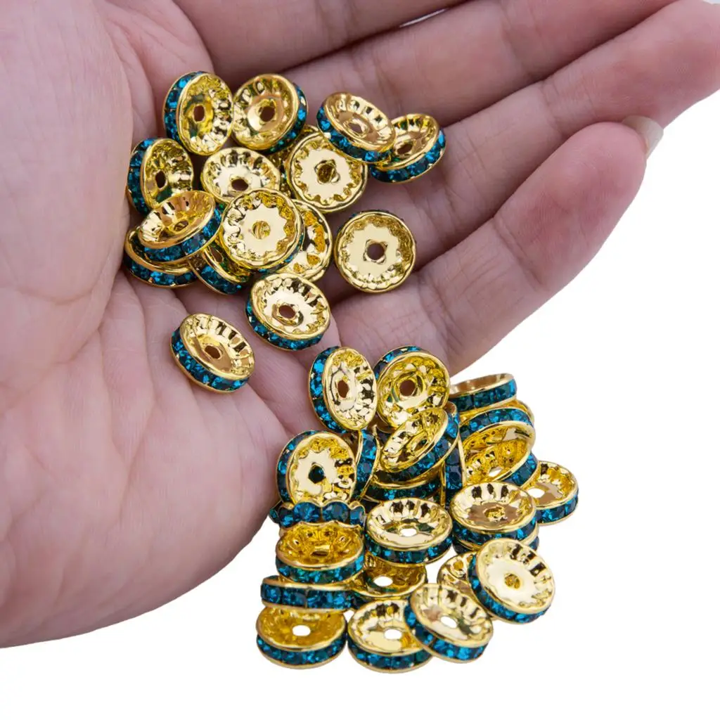 

TUMBEELLUWA 12 мм золотого цвета со стразами свободные бусины-разделители подвески для изготовления ювелирных изделий DIY ожерелье браслет аксессуары 10 шт.