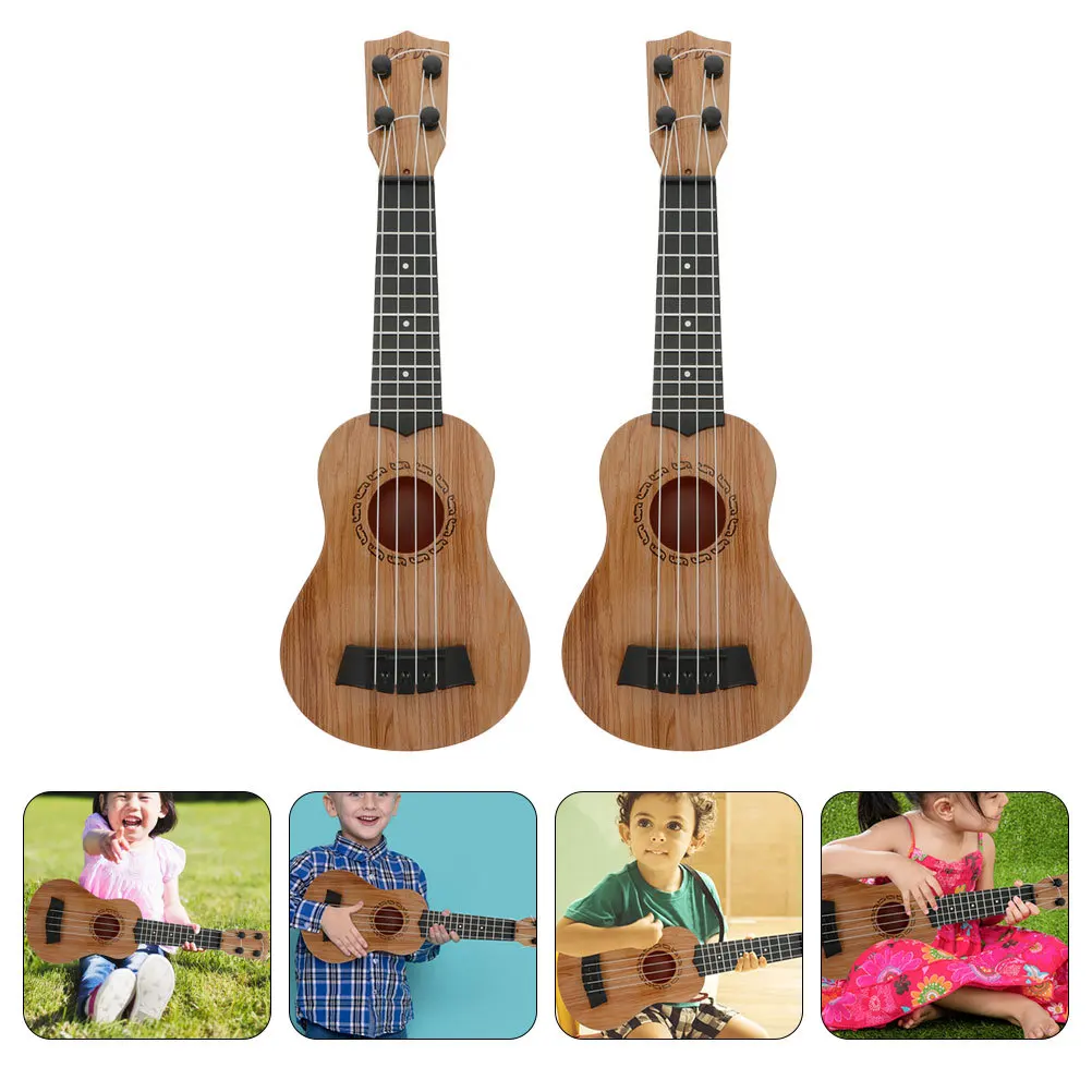 

2Pcs Ukulele Imitation Musical Instruments Creative Gift for Kids Early Educational Small Guitar Playing Fun Portable Ukuleles