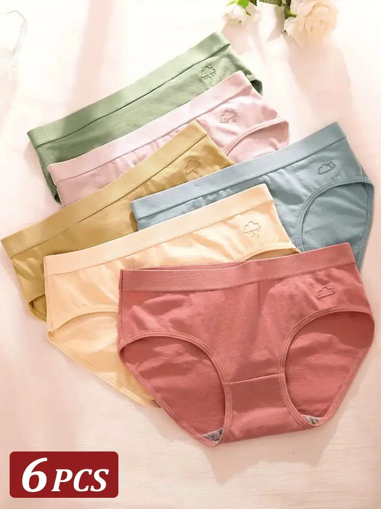 6Pcs frauen Baumwolle Unterwäsche Panty Nette Sexy Höschen Weibliche Nahtlose Unterhosen Einfarbig Panty Dessous Frauen Dessous S-XL