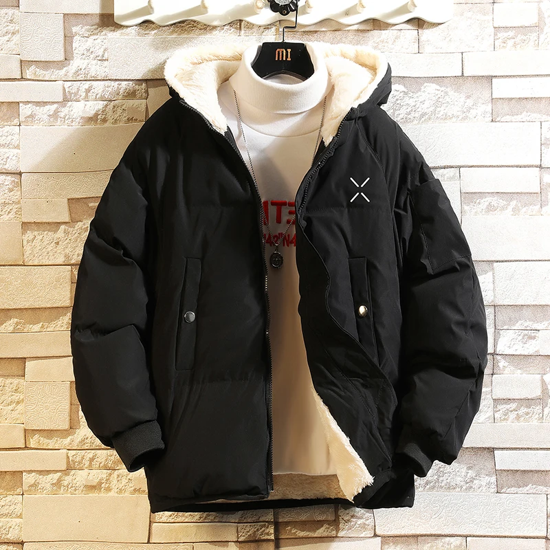 

Мужская модная теплая зимняя куртка из овечьего вельвета с наполнителем, пуховик из овечьей шерсти, повседневная свободная верхняя одежда