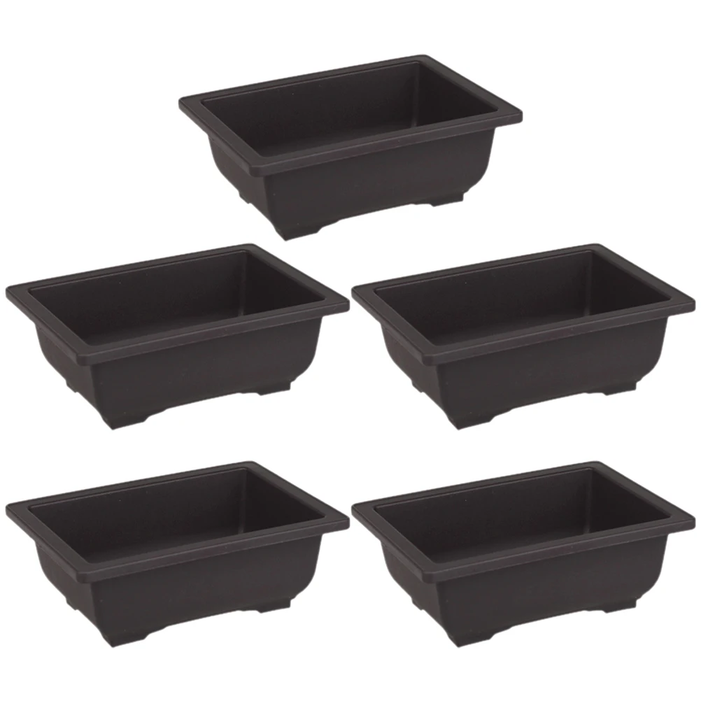 

5pcs Rectangular Bonsai Pots Plants Succulent Flower Planting Pots Plastic Flowerpots No Trays multiuse Garden