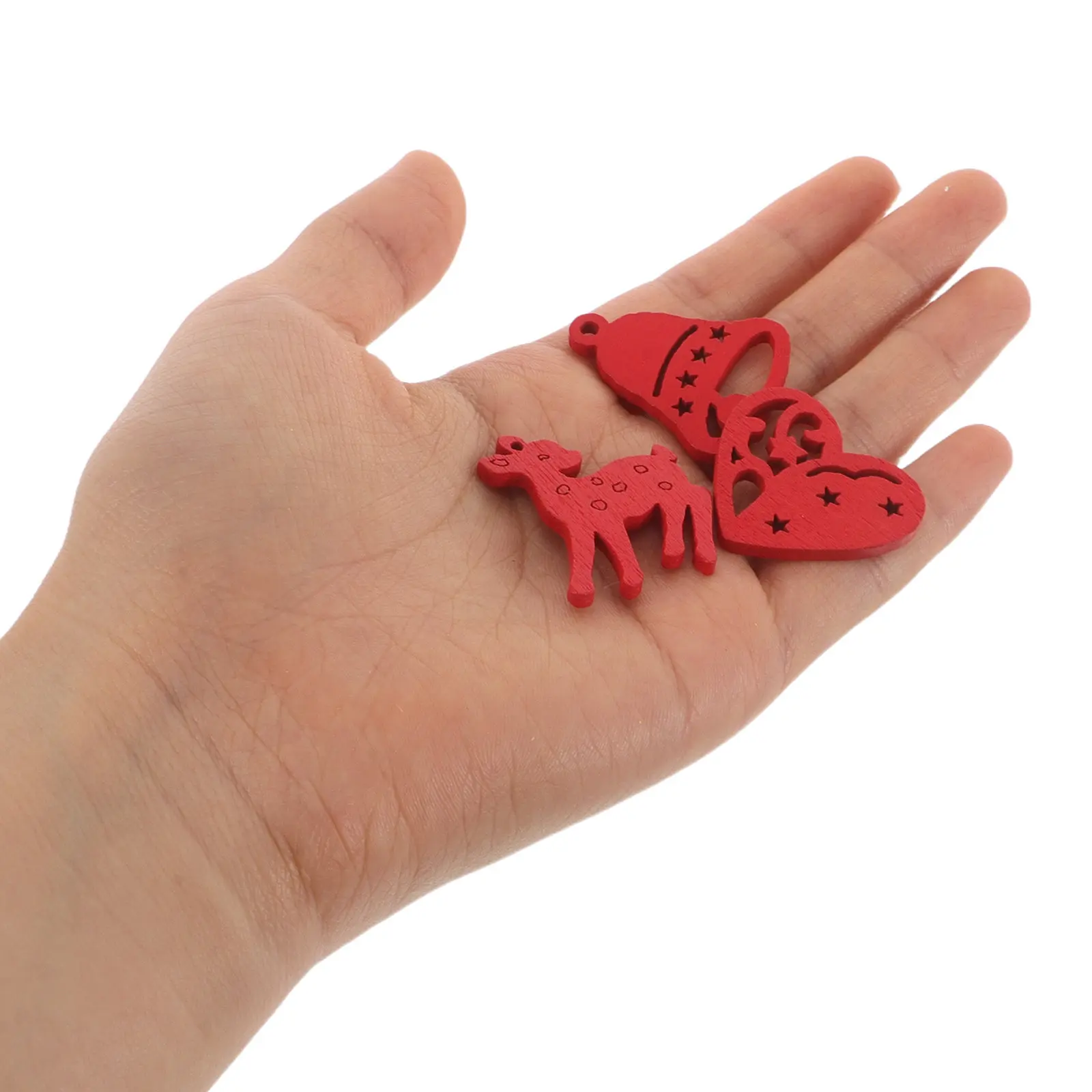 100Pcs Wood Snowflake Cutouts Farmhouse Christmas Wooden Ornaments DIY Snowman Reindeer Xmas Tree Embellishments
