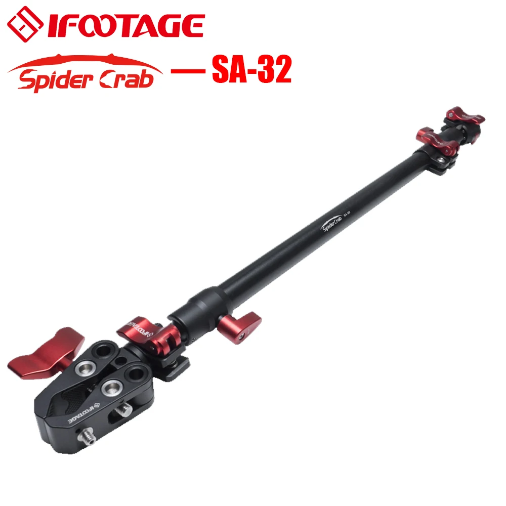 

IFOOTAGE 32" Camera Support Arm, Spider Crab Telescoping Support Rod with Jaw Clamp & Ball Head, Tripod Support Arm