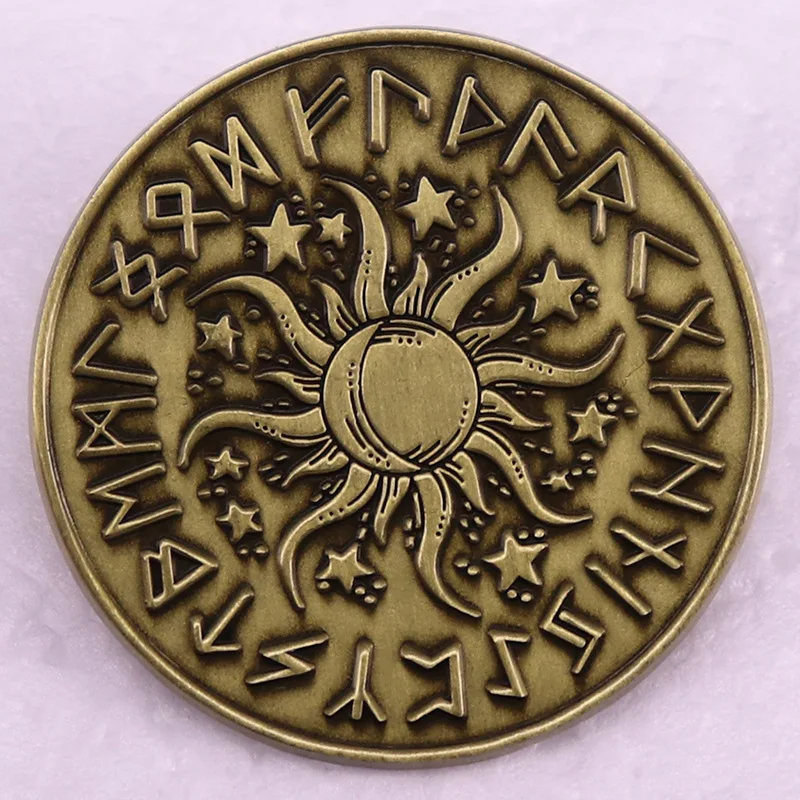 1 broche de runas nórdicas vintage, adecuado para letras runas nórdicas - Insignia rúnica de Forsac, accesorio escandinavo para chaquetas