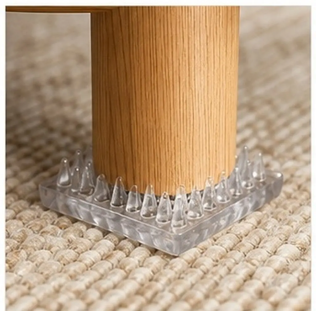 6Pcs Clear Square Furniture Feet Pads Anti-Slide Carpet Protectors Transparent Spiked Sofa Chair Table Covers Couch Stopper