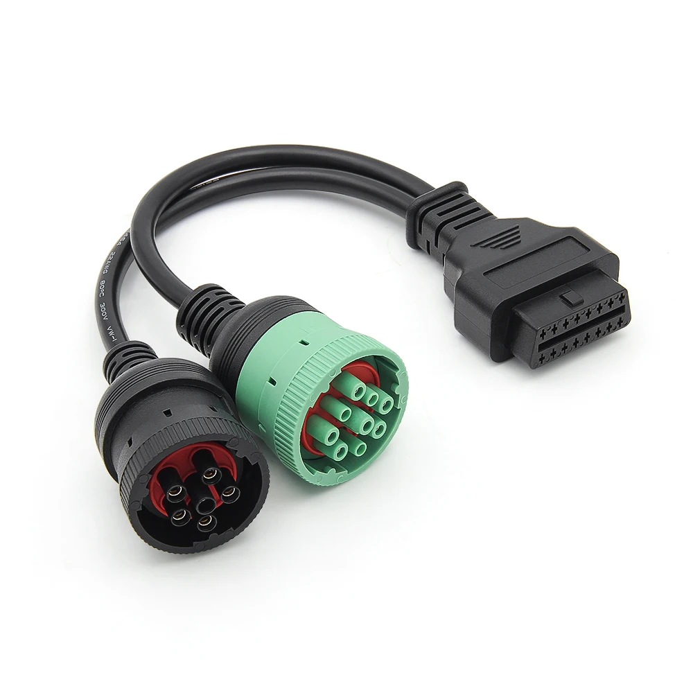OBD2 Truck Diagnostic Tool for Deutsch Truck 6+9 Pin to 16 Pin OBD2 Y-Cable Adapter  SAE J1708 CAN J1939 Connector for Deutsch view 4