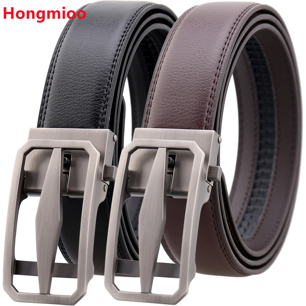 

Genuine Leather Men Belts Designer Buckle Luxury Gift Formal Ceinture Homme Business Cowboy Waistband Trouser Ratchet