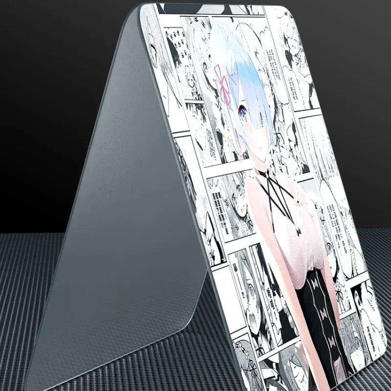 ATOM Anime Pattern Photovoltaic Glass Mouse Pad Upgraded Tempered Material Smooth Experience FPS Gaming Desk Pad PC Accessories