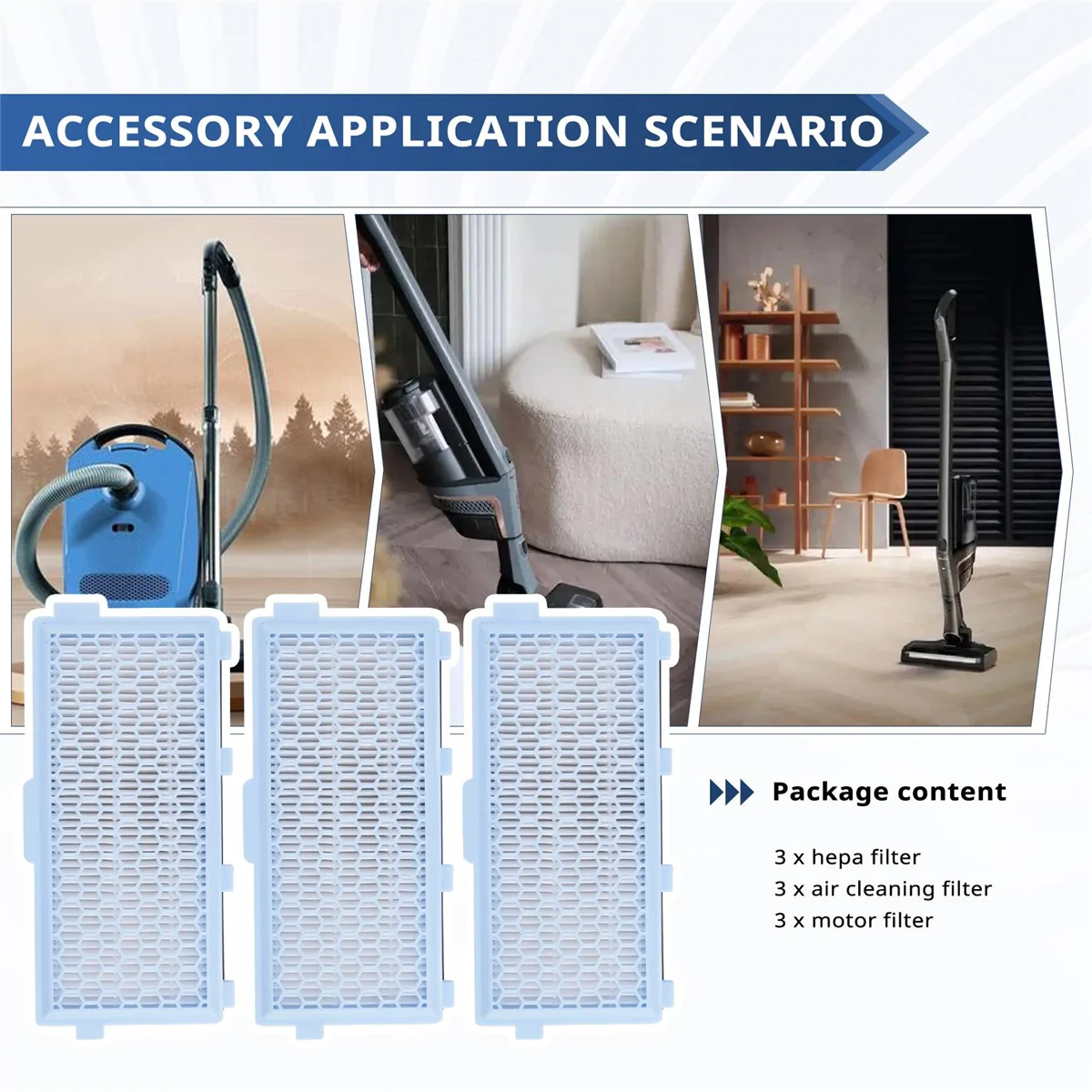 

HLES 3X HEPA Filters for Miele Vacuum Cleaner Part Compact C1-C2 Complete C2- C3 S8340 +3 Air Clean Filters + 3 Motor Filters