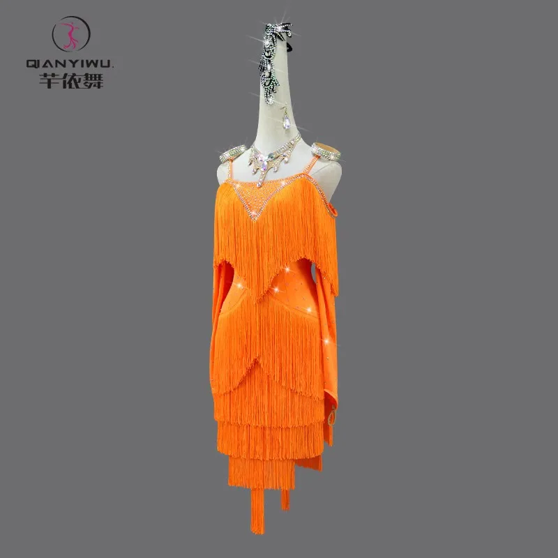 2025 Womens Latin Dance Dress Stage Costume Female Tassel Suit Ballroom Competition Clothing Girls Party Samba Dancewear Parties