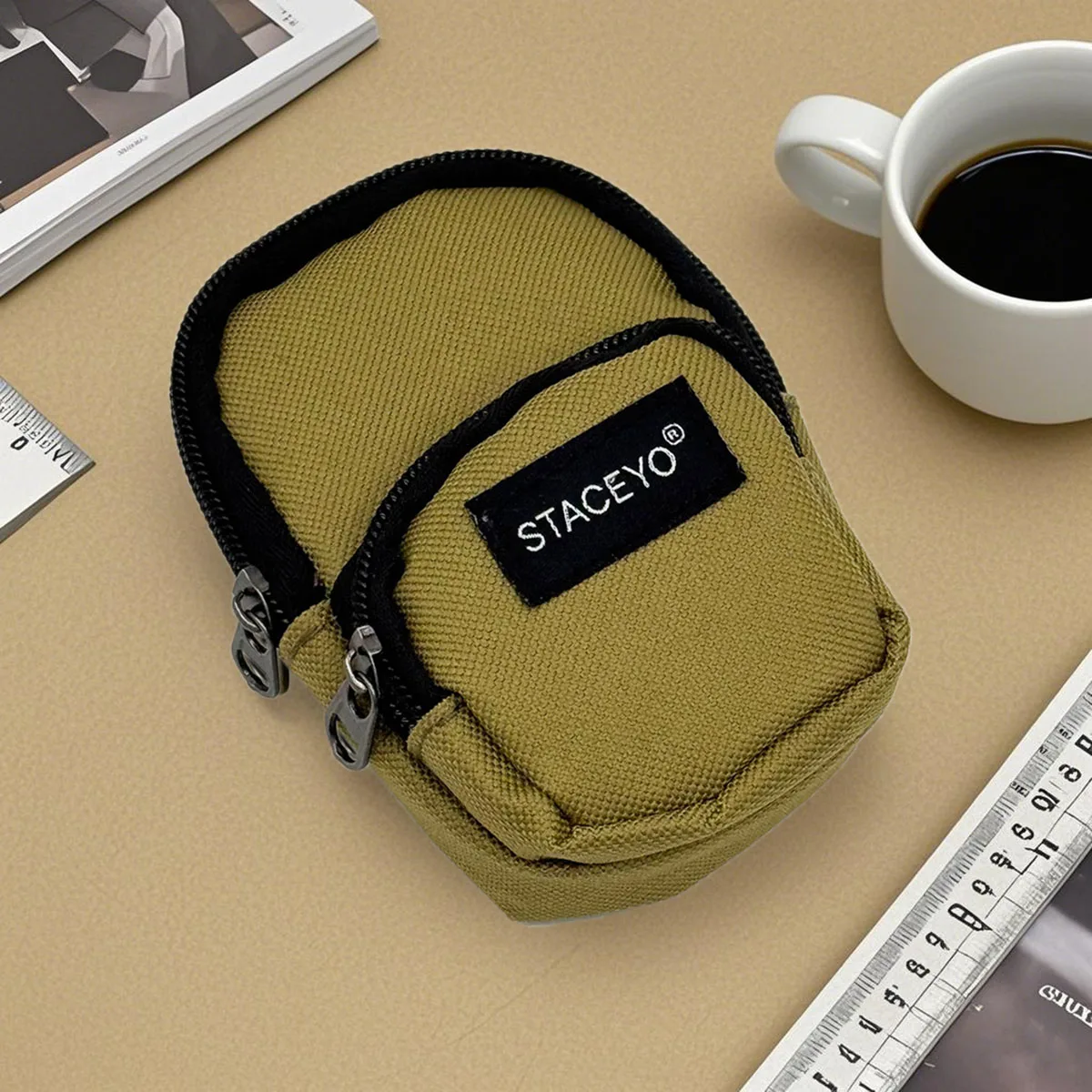 Mini borsa piccola per riporre gli auricolari wireless universali a doppia tasca in tessuto impermeabile portatile, una confezione