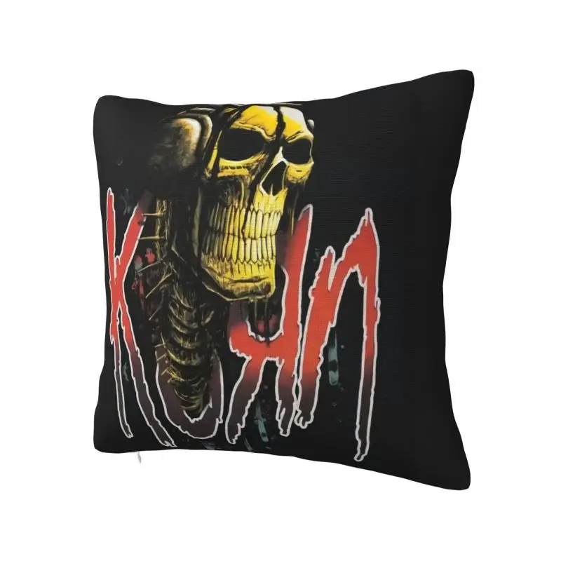 Custom Korns Skull Rock Roll Cushion Cover Print Square Floor Pillow Case for Car Pillowcase Home Decoration