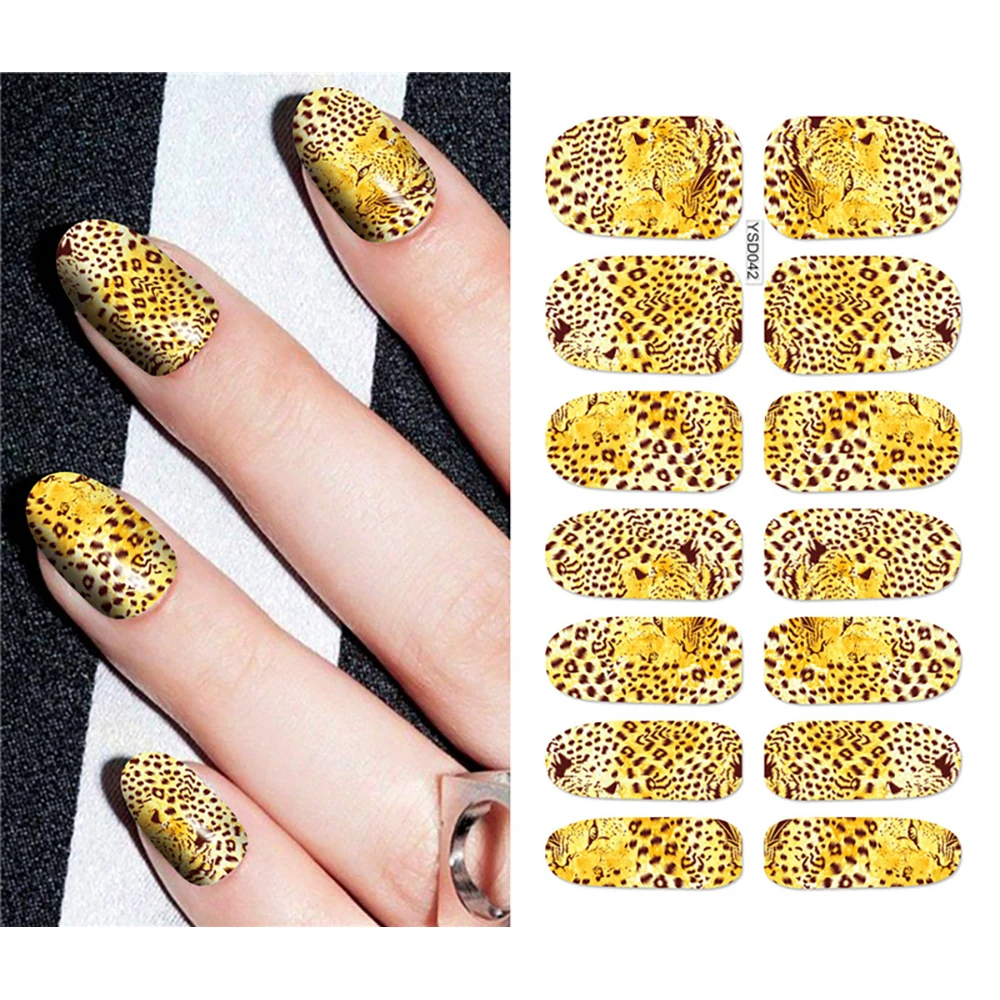 Marca de agua Nail Art pegatina Luna leopardo Color transferencia de agua decoración de uñas flores grandes pegatinas de transferencia de manicura para uñas