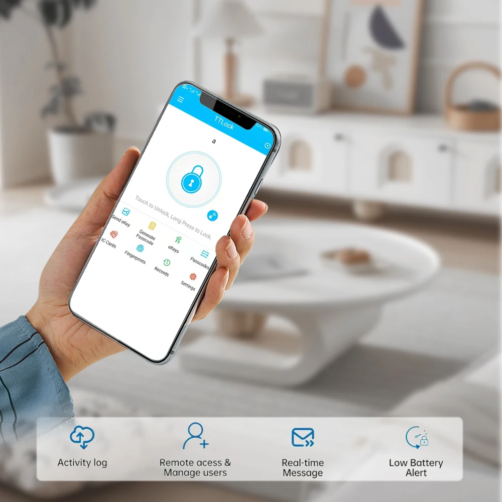 Imagem -04 - Phipulo-aplicativo Ttlock Smart Door Lock Impressão Digital Biométrica Desbloqueio Remoto Cartão Keyless Bloqueio de Senha Bloqueio Eletrônico