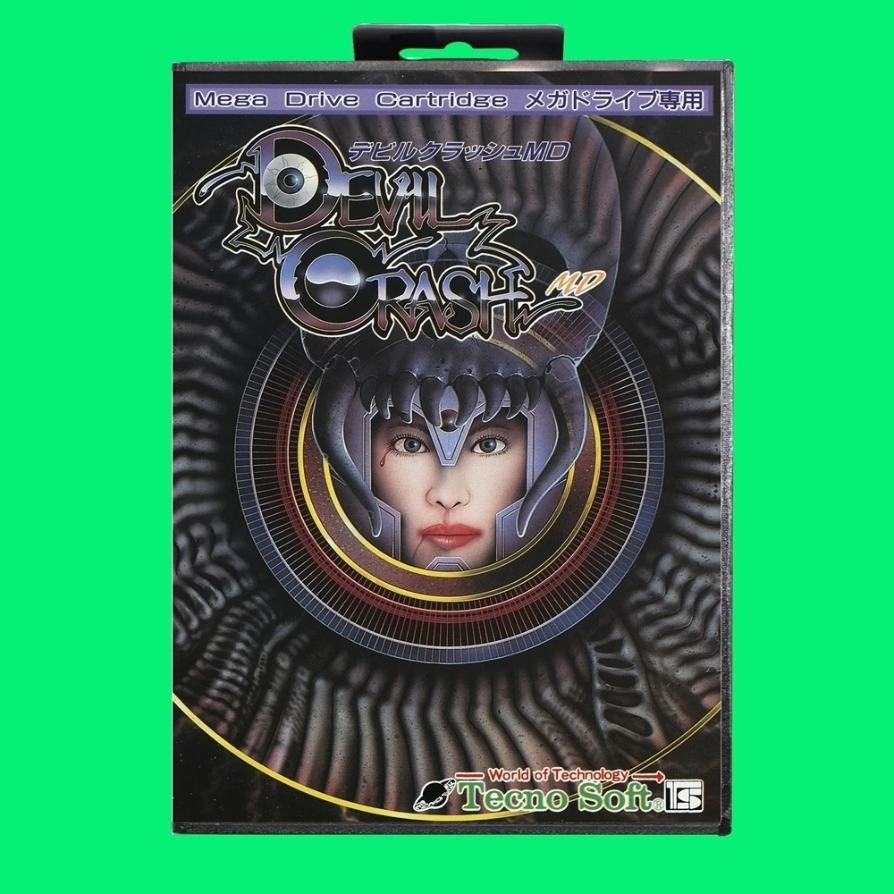 Devil Crash Game Cartridge 16bit MD Game Card With JP Cover Retail Box For Sega Mega Drive