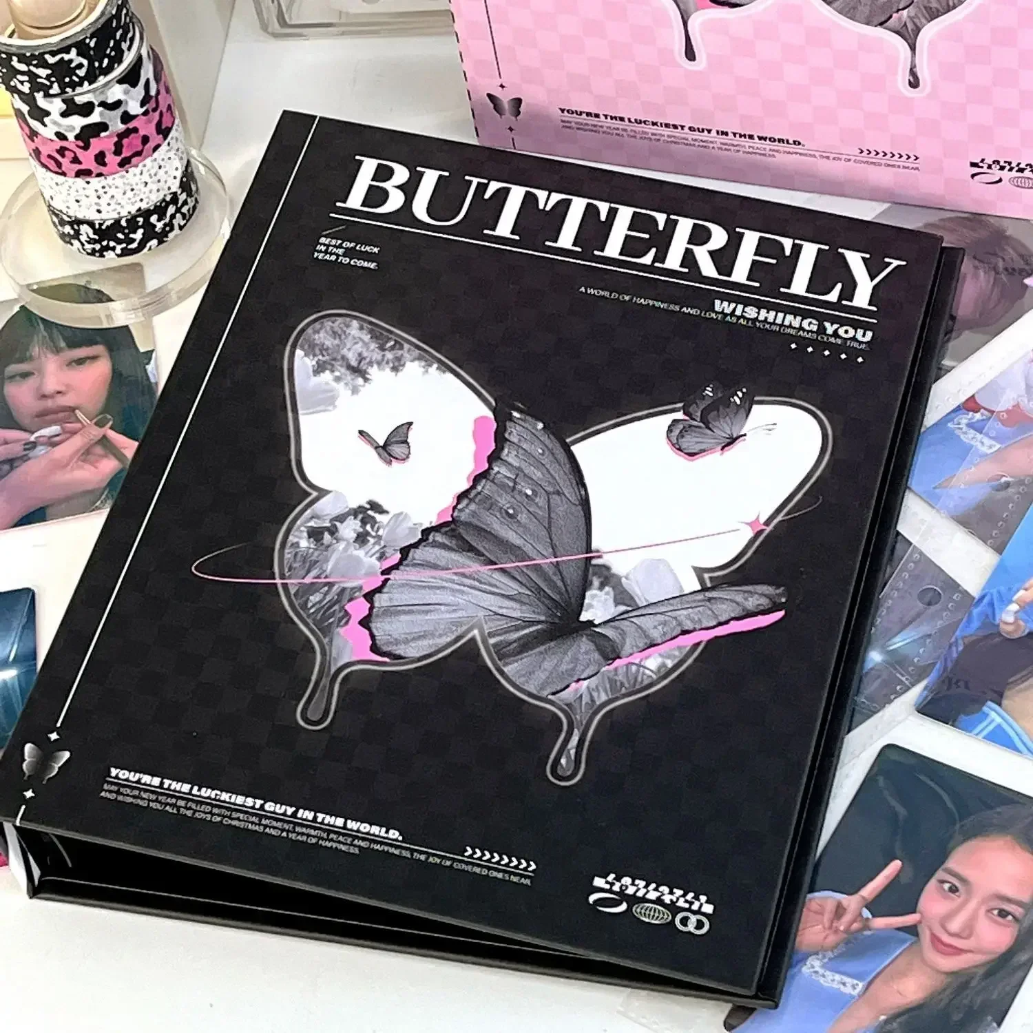 IFFVGX Butterfly A5 Photocards Holder Kpop Idol Binders Photo Albums Collect Book Album for Photographs Kawaii School Stationery