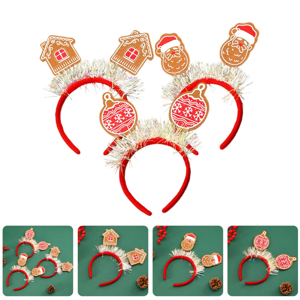 

3 Pcs Christmas Hair Topper Band Aldult Decorations Festive Headbands Polyester Party Headwear