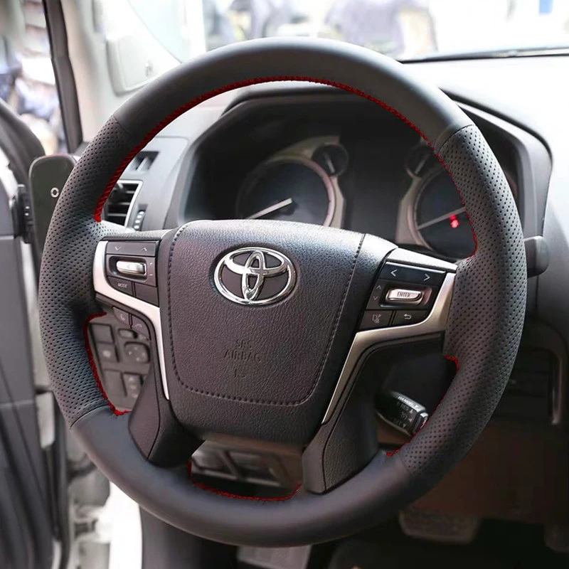 Leather Car Interior Car Steering Wheel Cover for Toyota Land Cruiser Prado 150 Series 200 Series Crown 2013-2024 Accessories