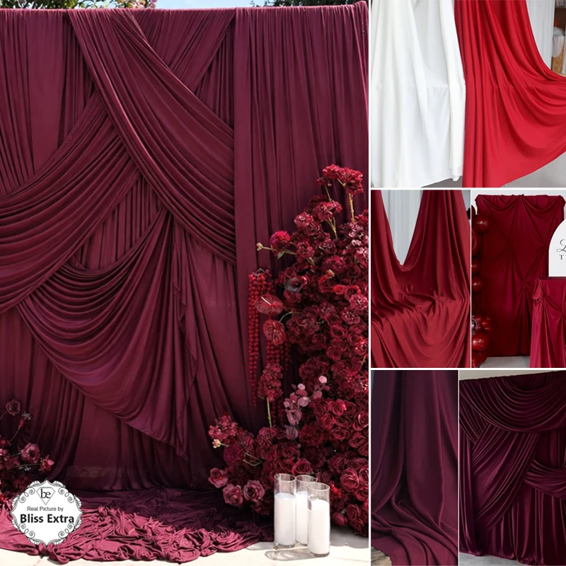 New Burgundy Fabric For Wedding Party Backdrop, Drapery, Tablecloth, Curtain, Photo Background Decor Sewing Material