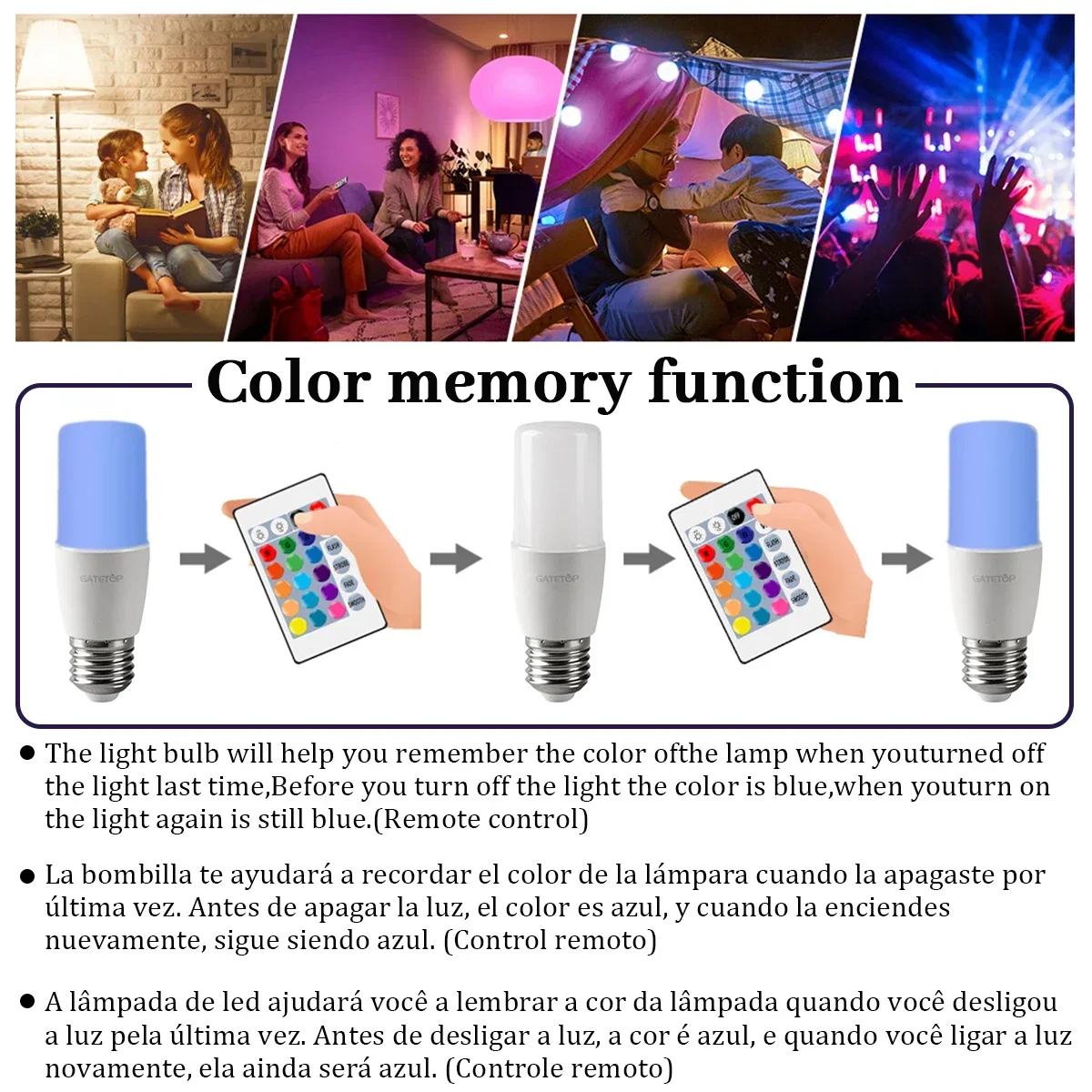 1-10PCS 24Key Remote Control RGB LED Bulb E27 AC100-240V Dimmable Color Changing Mood Light for Bedroom Living Room Party Decor