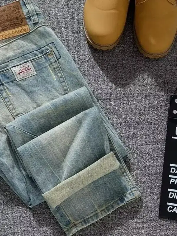 Classic American Heavyweight Jeans Loose Straight Casual Waed Wear Resistant Work Pants Youth Faion Long Trousers