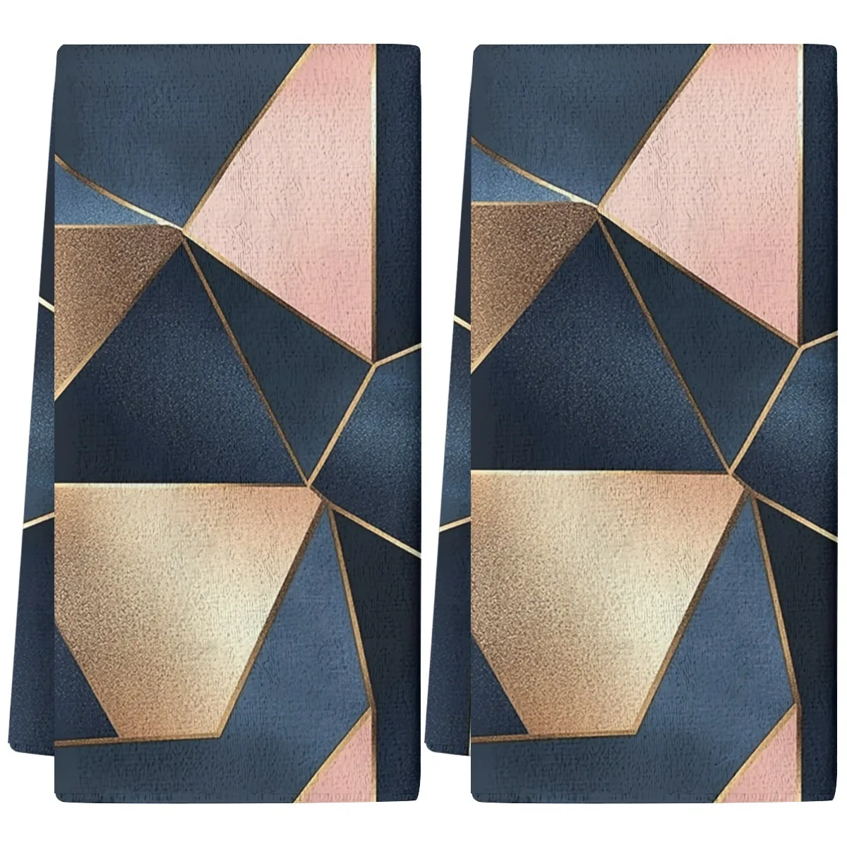 2 Buah Handuk Dapur Penyerap Lembut Handuk Piring Geometris Biru Merah Muda Kain Piring Kisi Dekorasi Liburan Kain Kering untuk Dapur