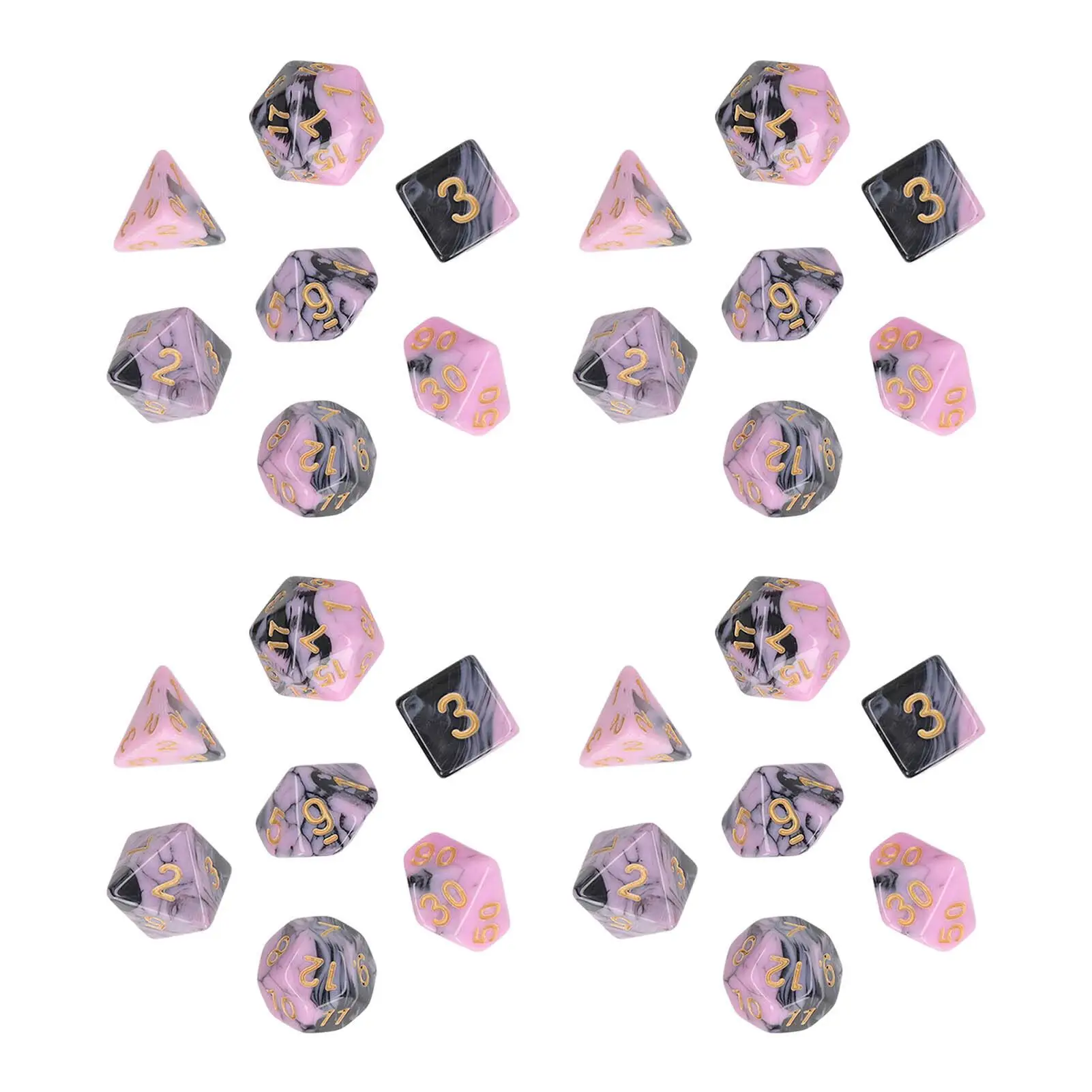 

2-Color Polyhedral Dice Set - 4 Anti-Fading Plastic Dice for Tabletop Games