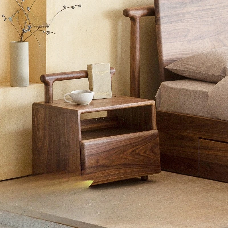 

Wabi Sandy Wind Solid Wood Bedside Table Bedroom Small Bedside Cabinet