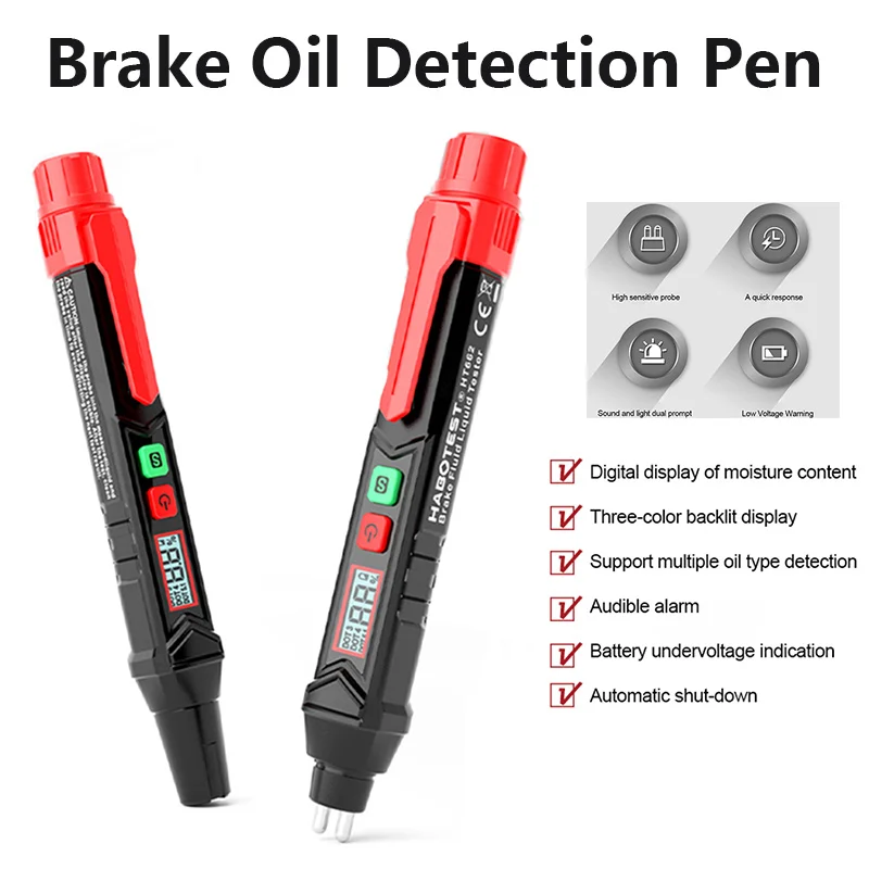 

Brake Fluid Tester Auto Car Brake Oil Digital Detecting Pen for DOT3/DOT4/DOT5.1 Accurate Oil Quality Check Sound Light Alarm