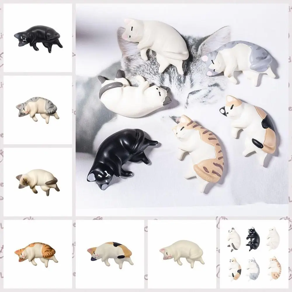 

Cute Simulated Cat Fridge Ornaments Resin Simulation Cat Resin Accessories Handicraft Sleep Cat Lazy Cat Miniatures