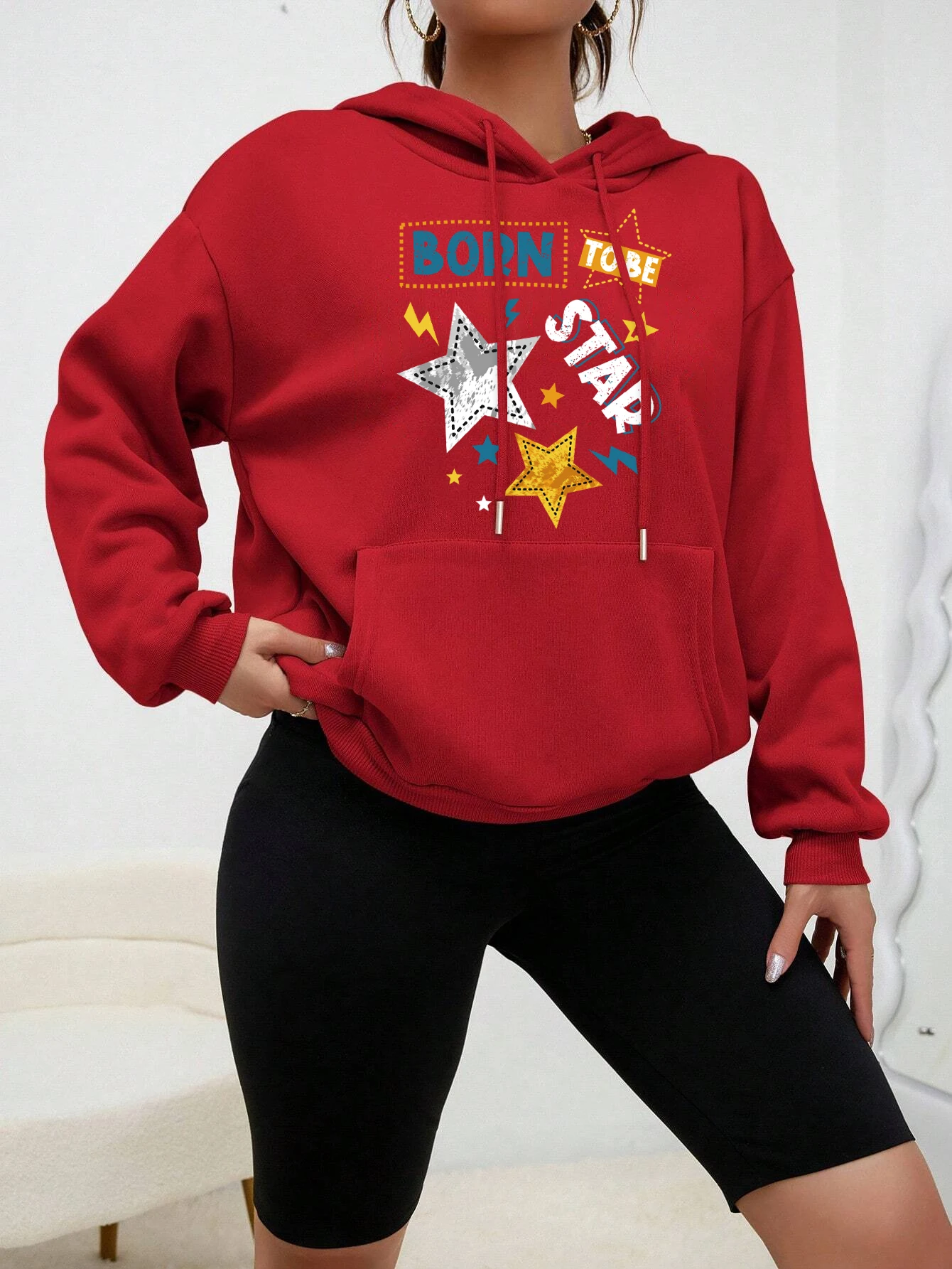 

Rorn Tobe Star Hoody Woman Silver Star Hooded Gold Star Women Hoodie Casual Soft Spring Autumn Clothing
