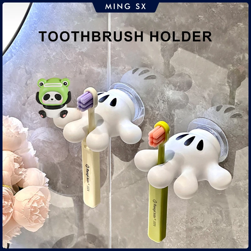 

Toothbrush Holder Mickey Palm Cute Bathroom Towel Suction Cup Multi-function Hook Traceless Hook Data Cable Winder