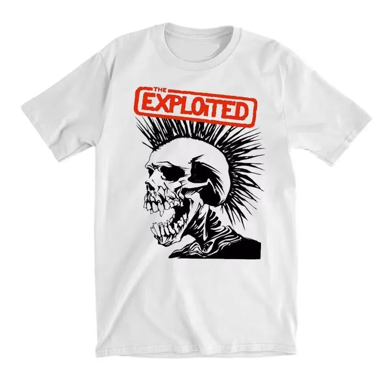 The Exploited Mohawk Skull Band Graphic T-Shirt Cotton Men Women Streetwear Tee