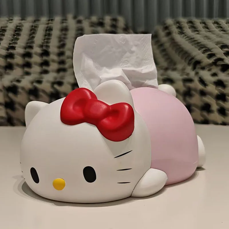 Cute Hello Kitty Tissue Box Cartoon Household Paper Box Desktop Decor Living Room Home Decor Kawaii Anime Storage Box Gifts