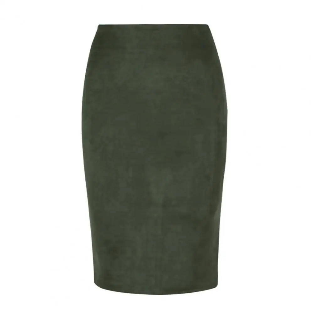 

Hip Wrapped Pencil Skirt High Waist Skirt High Waist Women's Pencil Skirt Stylish Suede Back Slit Knee-length Design