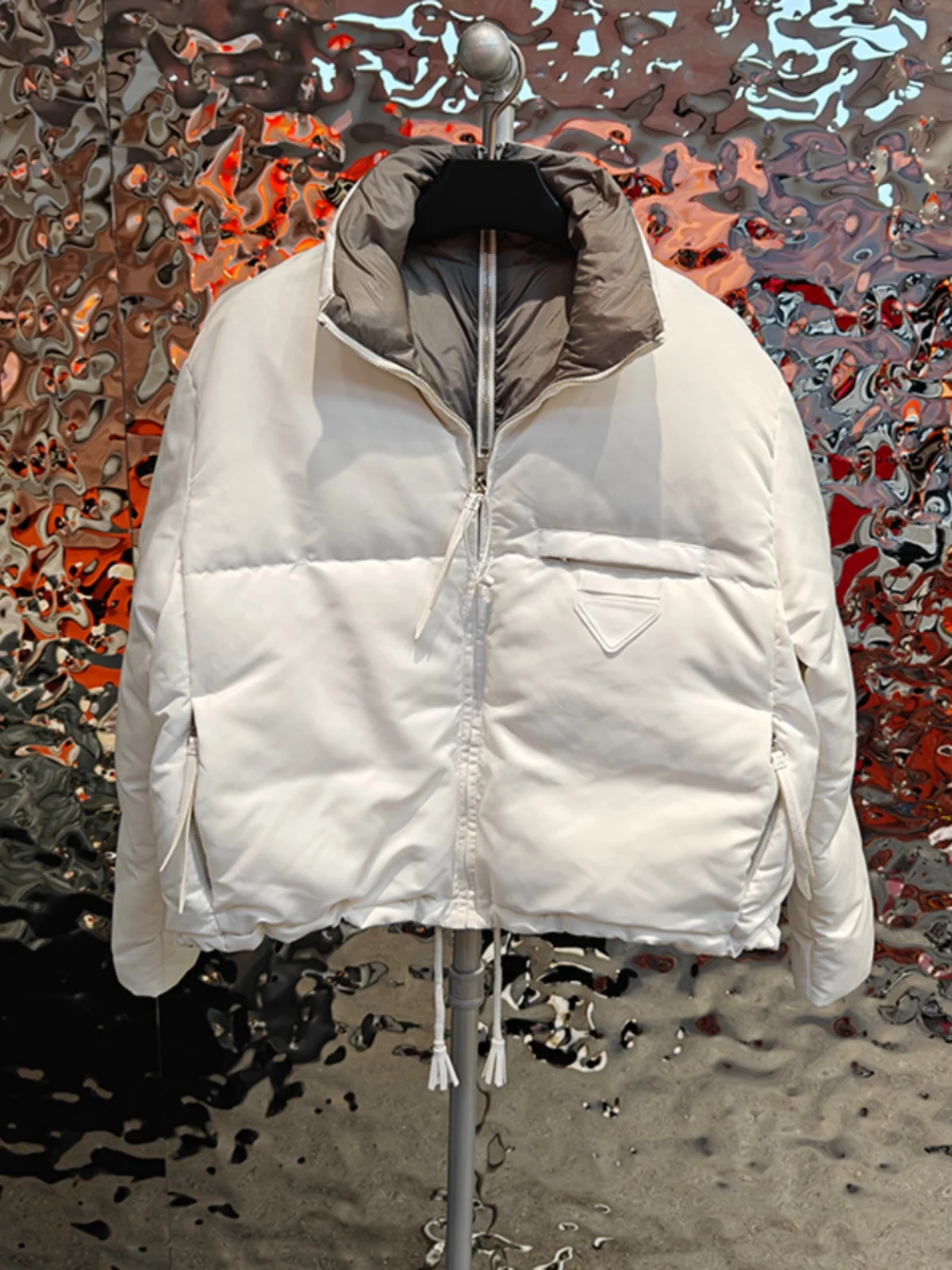 Thiened Du down ort manteau col montant femme hiver Jaet pain Sle chaud mémoire tissu Nylon blanc Du plume