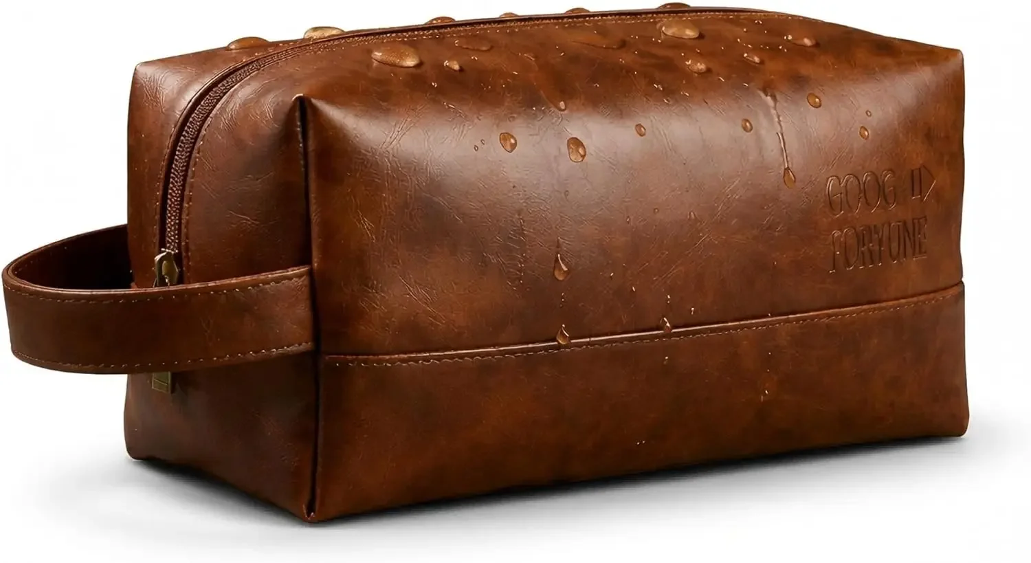 Neceser de viaje de cuero PU para hombre – Organizador de afeitado resistente al agua con gran apertura