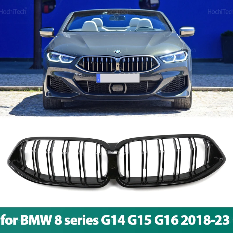 

Для BMW 8 серии G14 G15 G16 2019 2020 2021 2022 M Цвет/глянцевый черный Высококачественные сменные черные решетки с двойной планкой