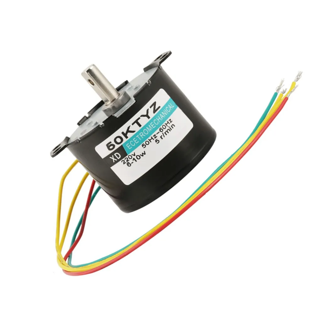 AC 220V Permanent Magnet Synchronous Motor 5-50RPM 10W Low Speed Motor 50KTYZ 0.5A Gear Motor For Instrument Automation