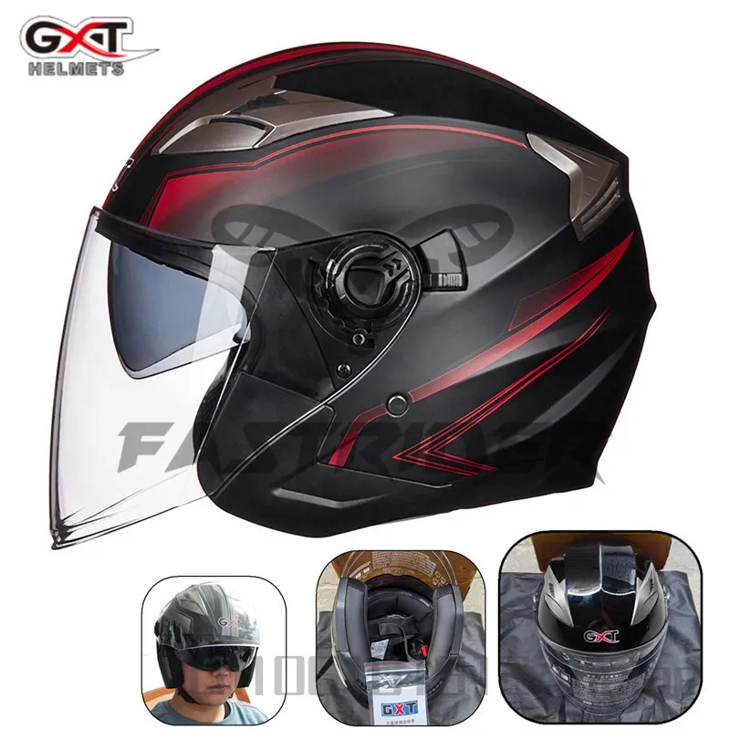 GXT Motorcycle Helmet DOT Certified Electric vehicle Double Lens Helmet open Face Motorbike Helmet GXT-708 casco moto