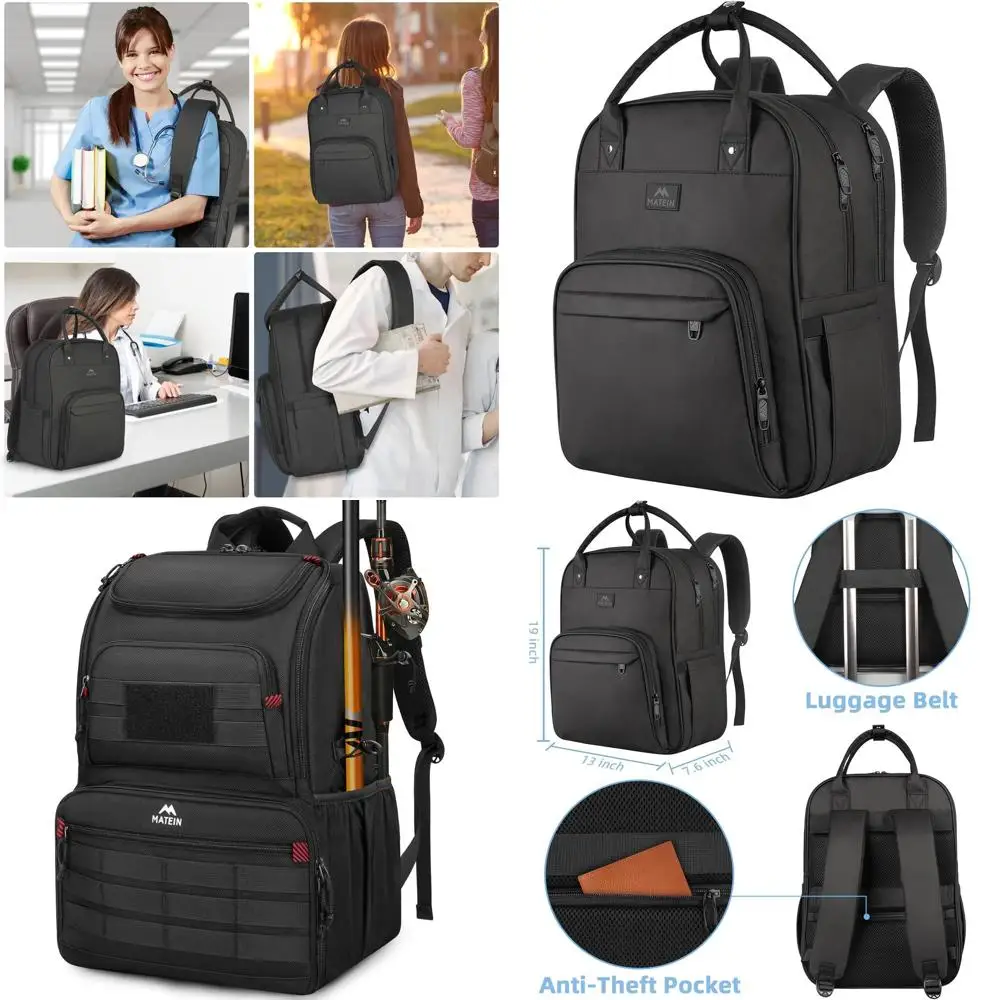 

Extra Large 17 Inch Waterproof Laptop Tote with Removable Organizer, Durable Fishing Backpack and Tackle Box