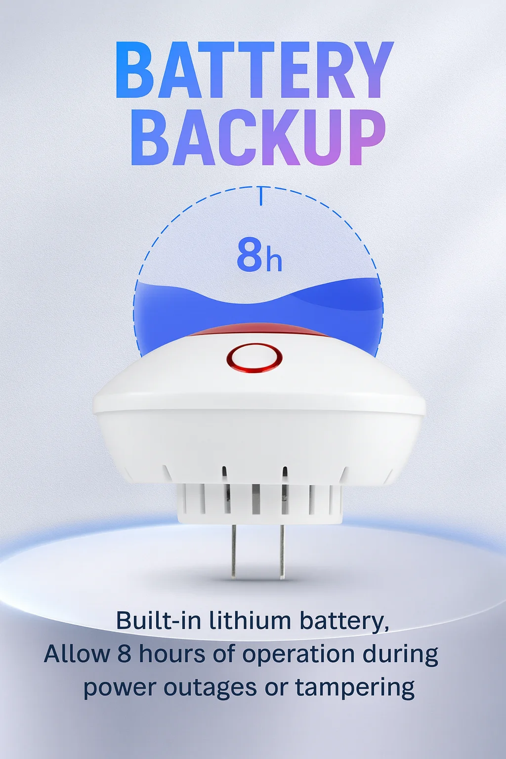 Smart 433MHz Audible & Flash Alarm | Indoor Anti-Theft Siren | Plug & Play | Built-in Backup Battery | EU/US Plug Options