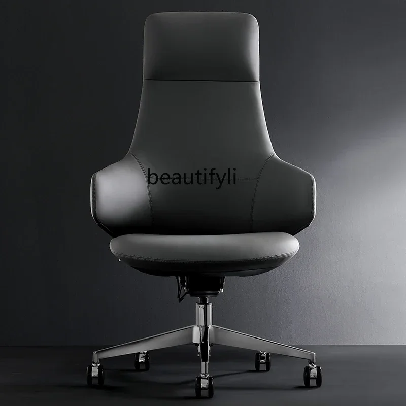 

C Leather boss chair ergonomically comfortable back office seat sedentary computer chair