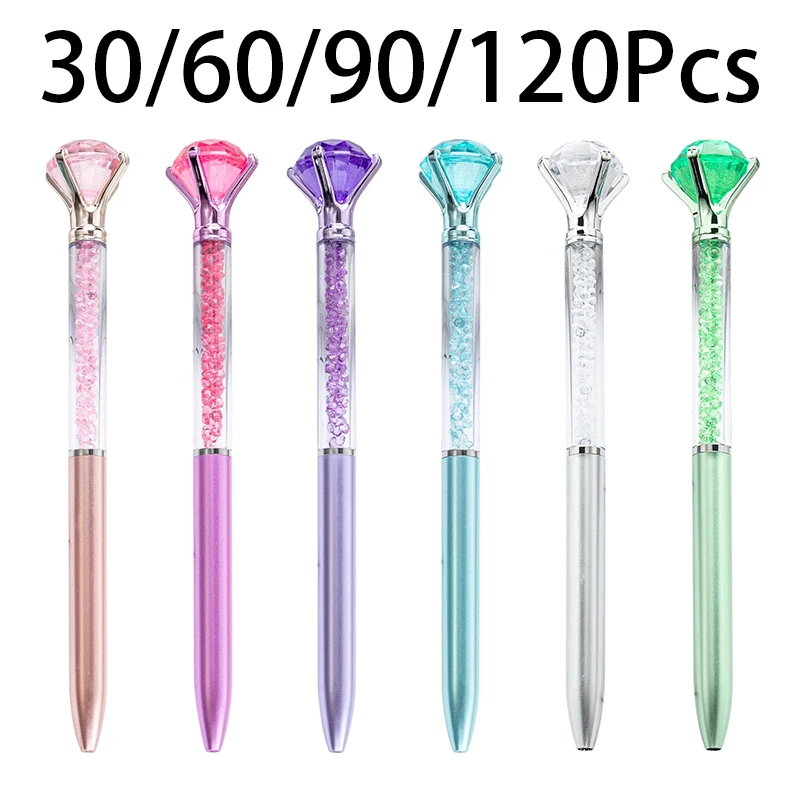 30-120Pcs Top Large Diamond Ballpoint Pen Crystal Ball Pens Stationery Gift