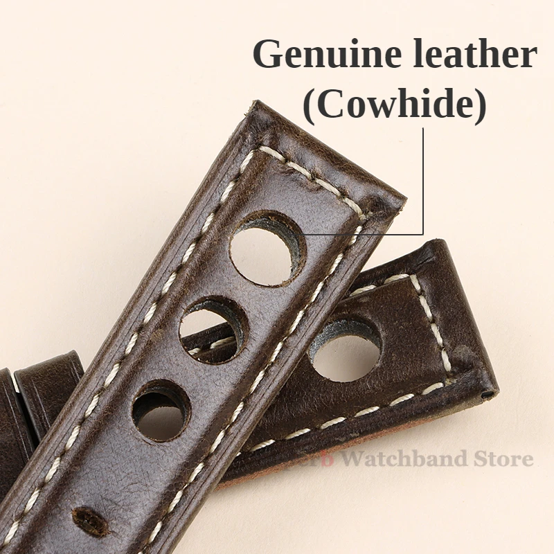 Vintage Cowhide Watch Strap 20mm 22mm 24mm Dark Brown Women Men Fashion Leather Watch Band Strap With Pin Buckle